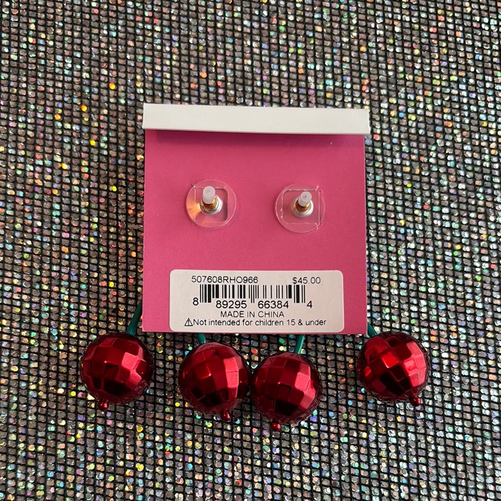 Betsey Johnson Cherry Earrings with Bows - Picture 3 of 4